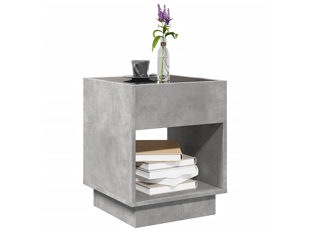 Table basse avec LED infini gris béton 40x40x50 cm