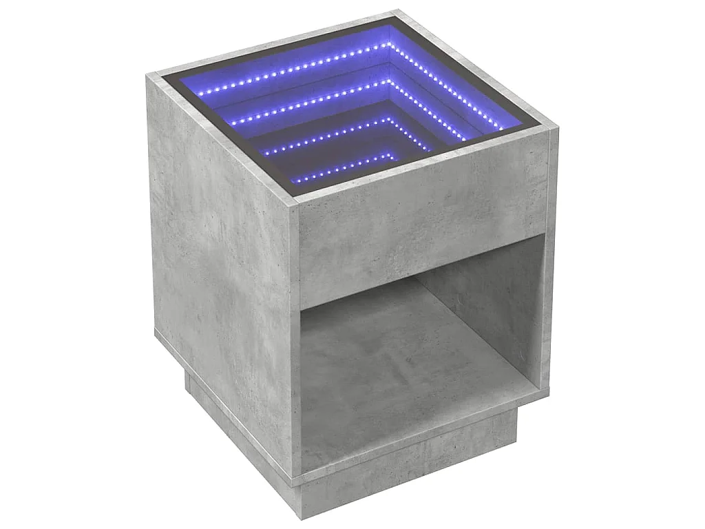 Mesa de centro con Infinity LED gris hormigón 40x40x50 cm