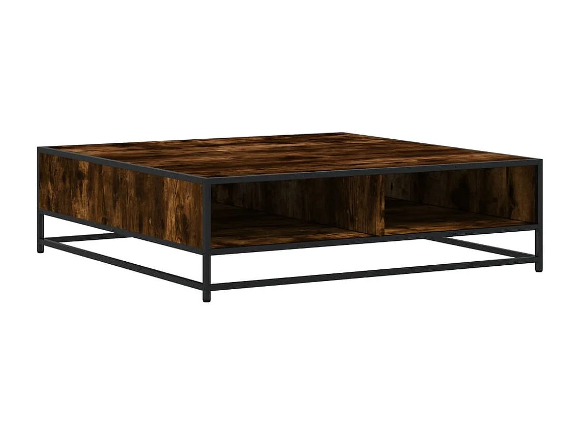 Table basse chêne fumé 100x100x30 cm bois d'ingénierie et métal