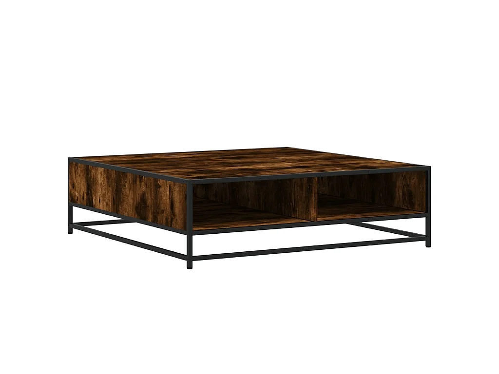 Table basse chêne fumé 100x100x30 cm bois d'ingénierie et métal