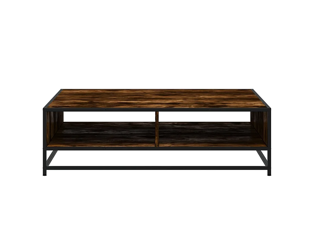 Table basse chêne fumé 100x100x30 cm bois d'ingénierie et métal