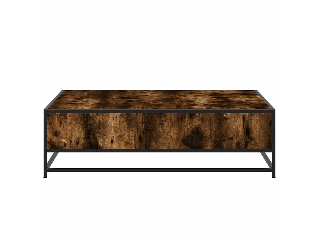 Table basse chêne fumé 100x100x30 cm bois d'ingénierie et métal