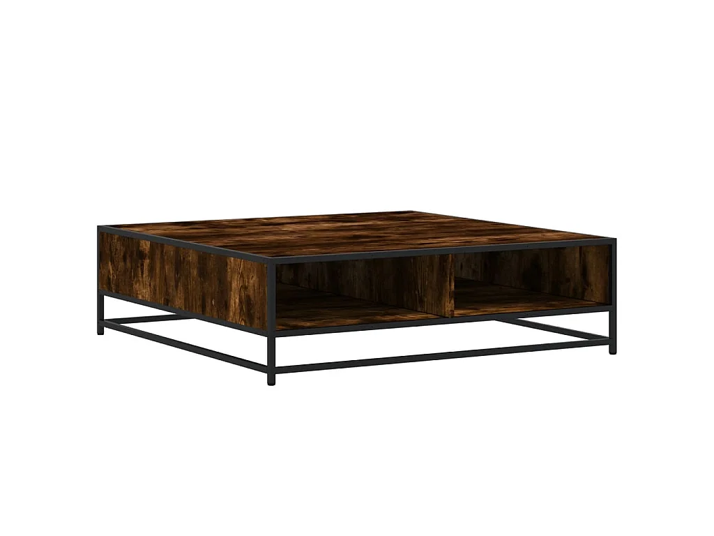Table basse chêne fumé 100x100x30 cm bois d'ingénierie et métal