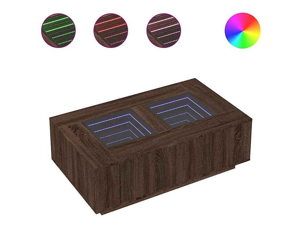 Salontafel met Infinity LED 116x69x40 cm bruin eikenkleurig