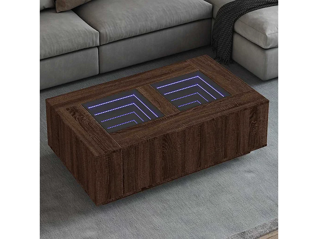 Salontafel met Infinity LED 116x69x40 cm bruin eikenkleurig