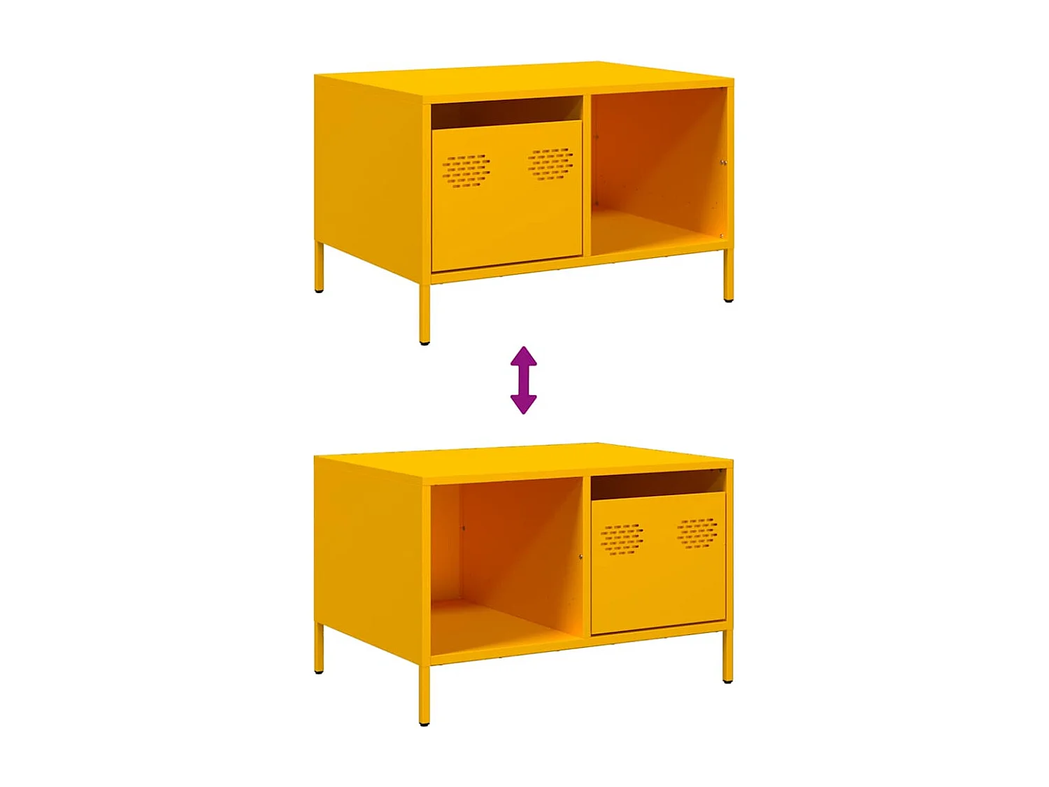 Mesa centro 68,5x50x43,5cm aço laminado a frio amarelo mostarda