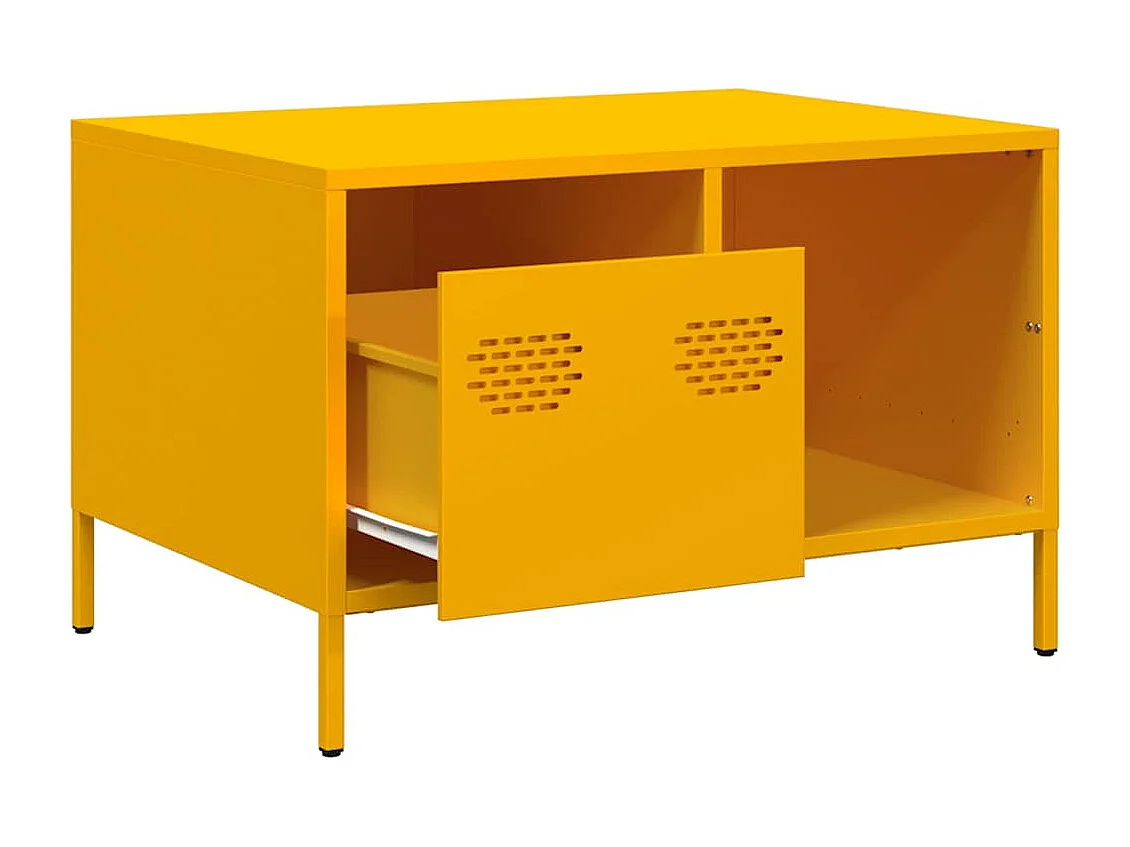 Tavolino Giallo Senape 68,5x50x43,5cm Acciaio Laminato a Freddo