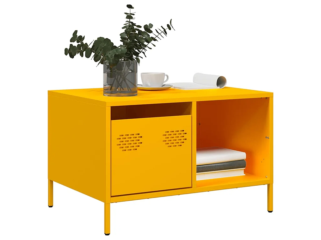 Salontafel 68,5x50x43,5 cm koudgewalst staal mosterdgeel
