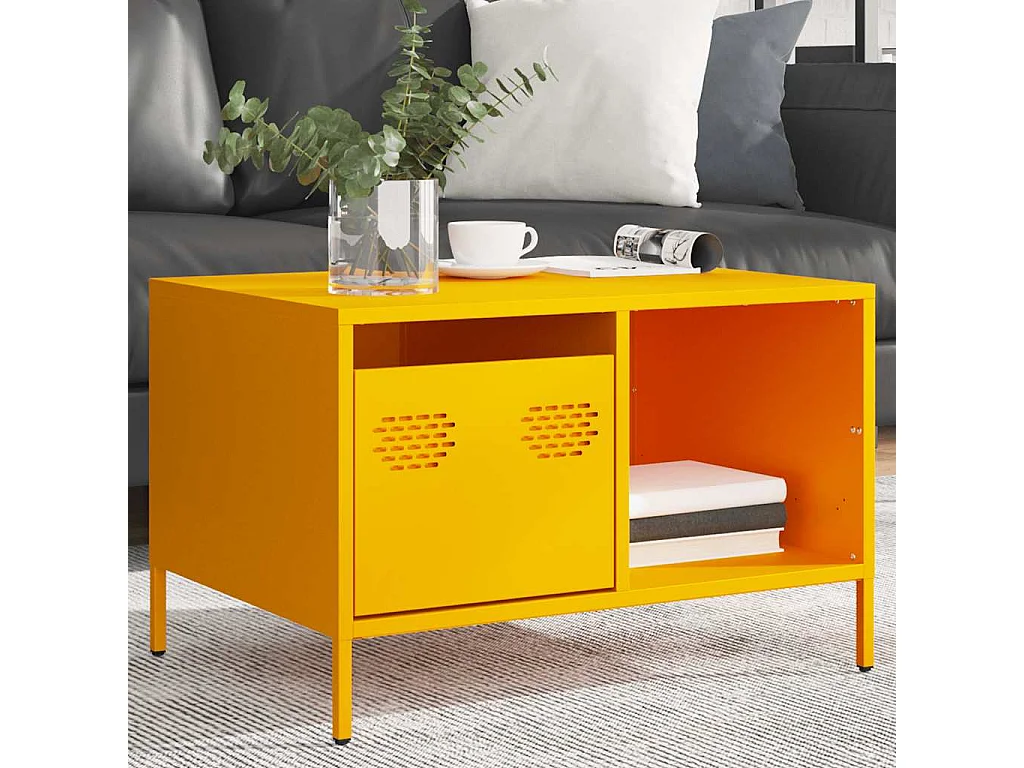 Salontafel 68,5x50x43,5 cm koudgewalst staal mosterdgeel