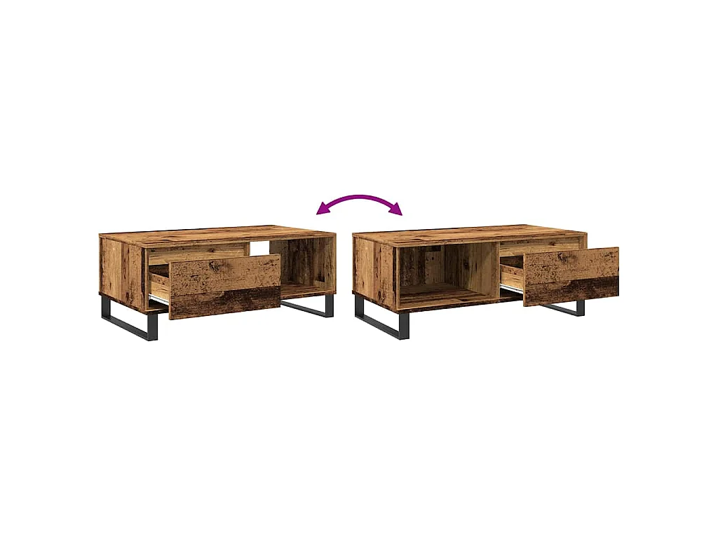 Tavolino da Salotto Legno Antico 90x50x36,5 cm in Truciolato