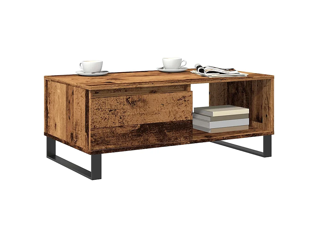 Table basse vieux bois 90x50x36,5 cm bois d'ingénierie