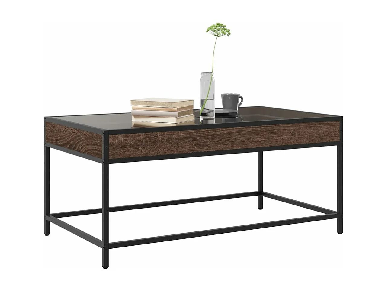 Table basse avec LED Infinity chêne marron 90x50x41 cm