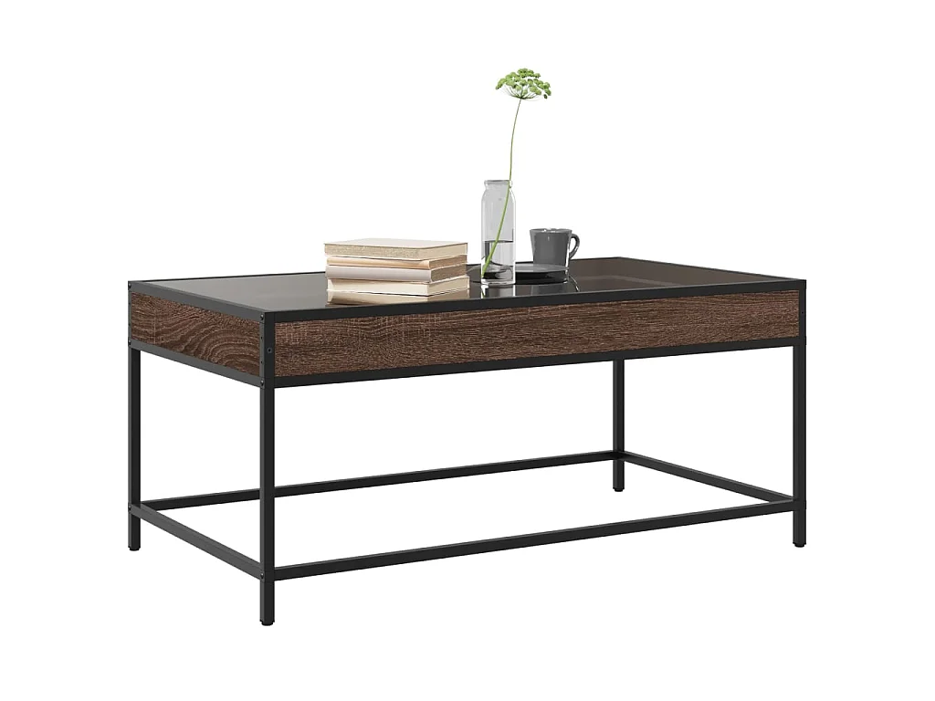 Mesa de centro luzes LED Infinity 90x50x41 cm carvalho castanho
