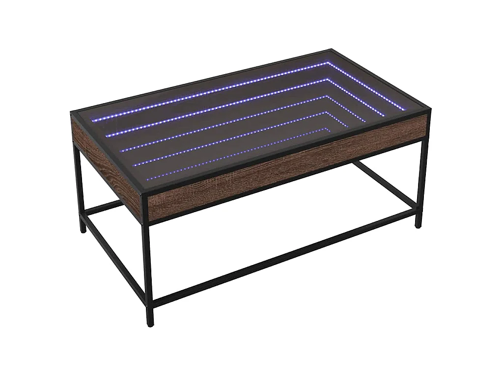 Table basse avec LED Infinity chêne marron 90x50x41 cm