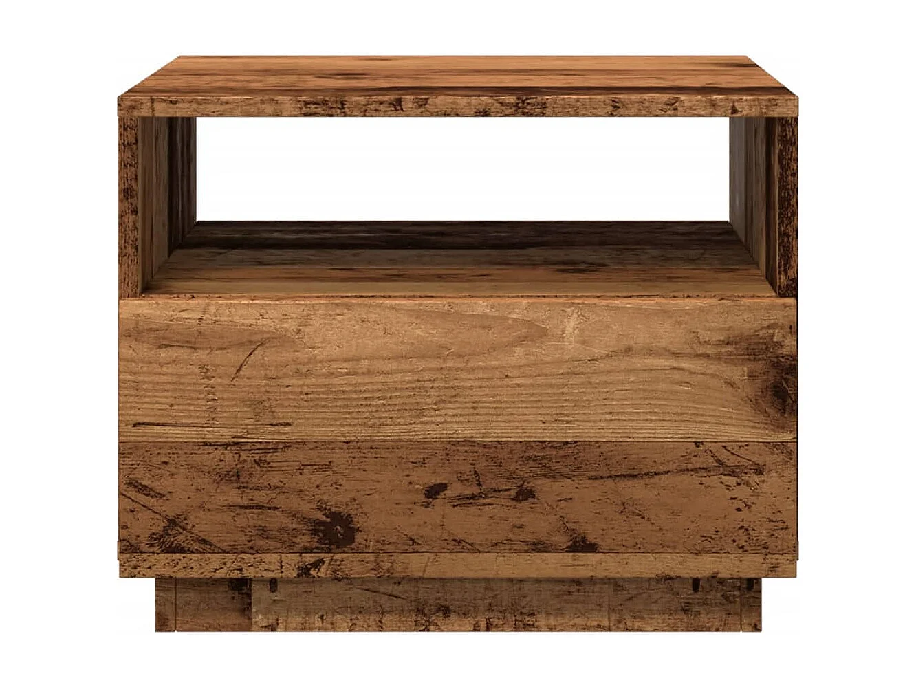 Table basse avec lumières LED vieux bois 50x49x40 cm