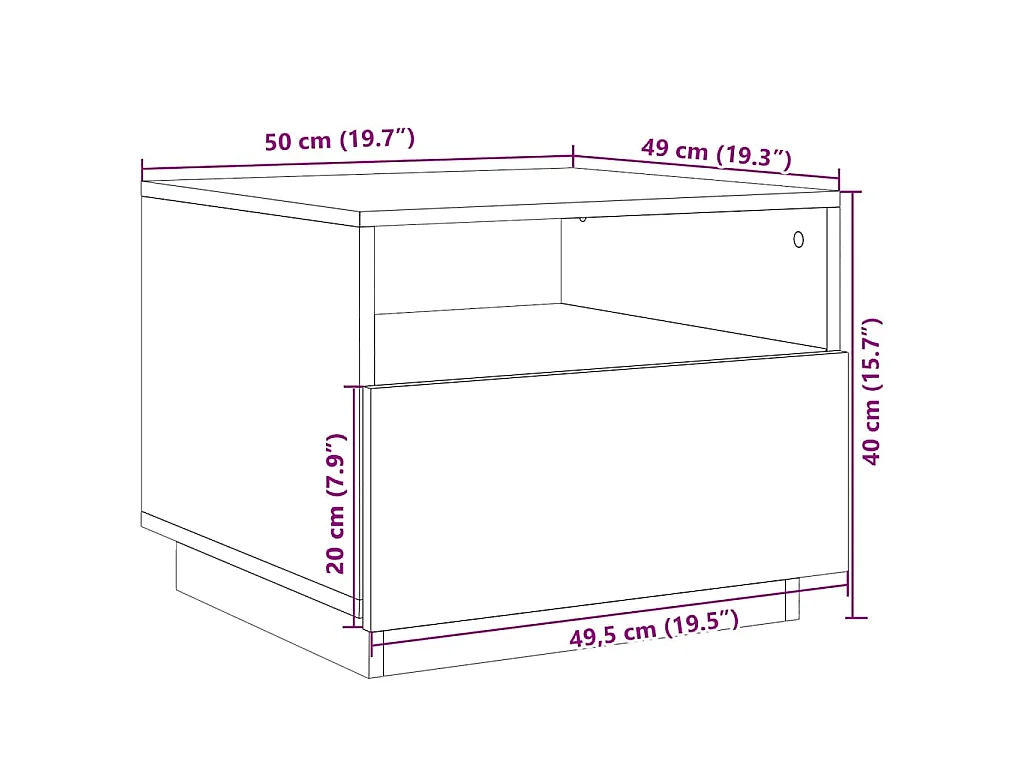 Couchtisch mit LED-Leuchten Altholz-Optik 50x49x40 cm
