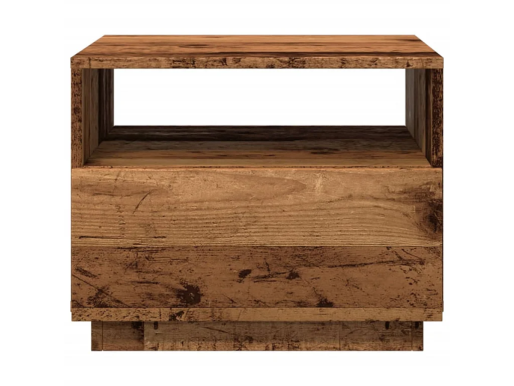 Couchtisch mit LED-Leuchten Altholz-Optik 50x49x40 cm