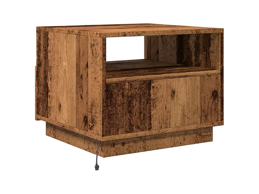 Couchtisch mit LED-Leuchten Altholz-Optik 50x49x40 cm