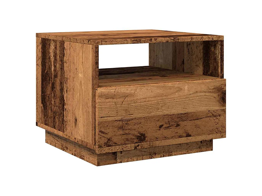 Table basse avec lumières LED vieux bois 50x49x40 cm