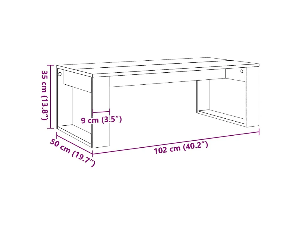 Table basse vieux bois 102x50x35 cm bois d'ingénierie