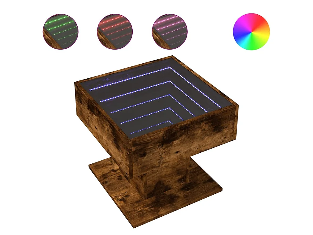 LED-Couchtisch Räuchereiche 50x50x45 cm Holzwerkstoff