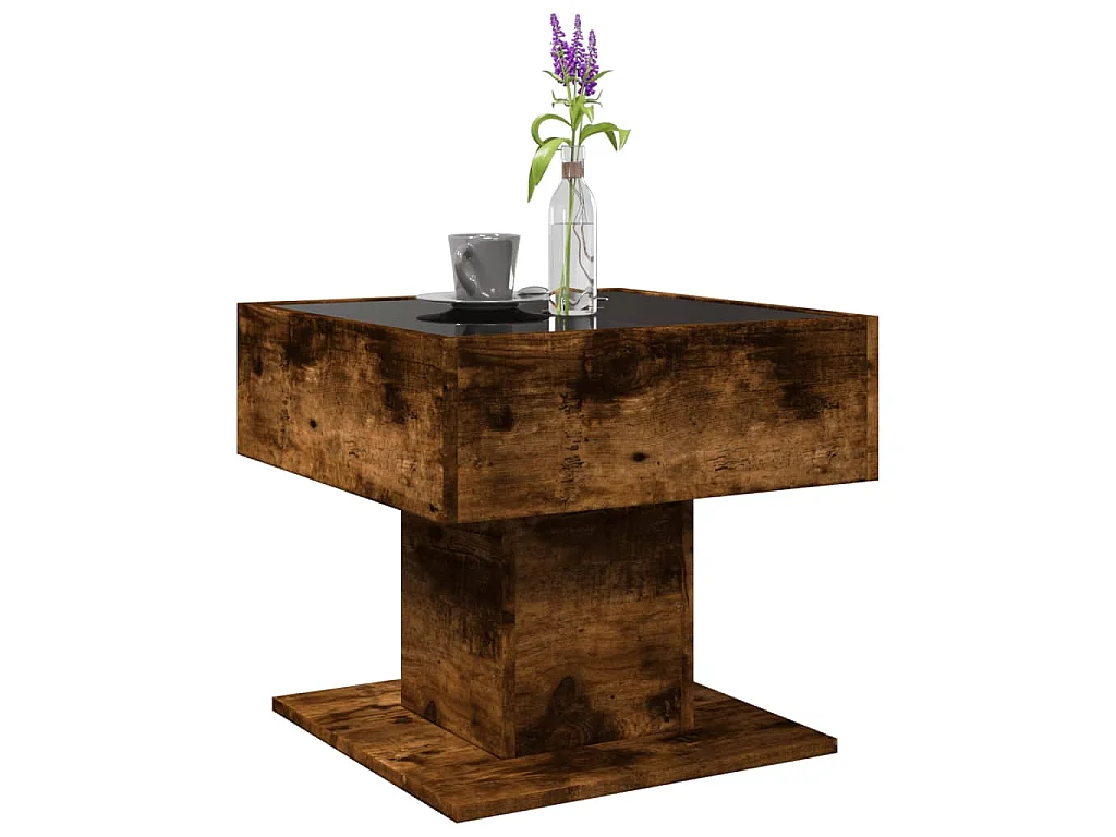 LED-Couchtisch Räuchereiche 50x50x45 cm Holzwerkstoff