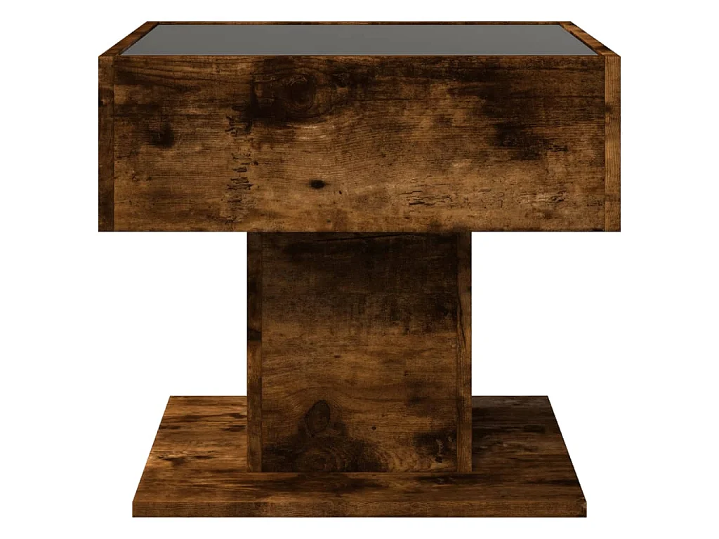 LED-Couchtisch Räuchereiche 50x50x45 cm Holzwerkstoff