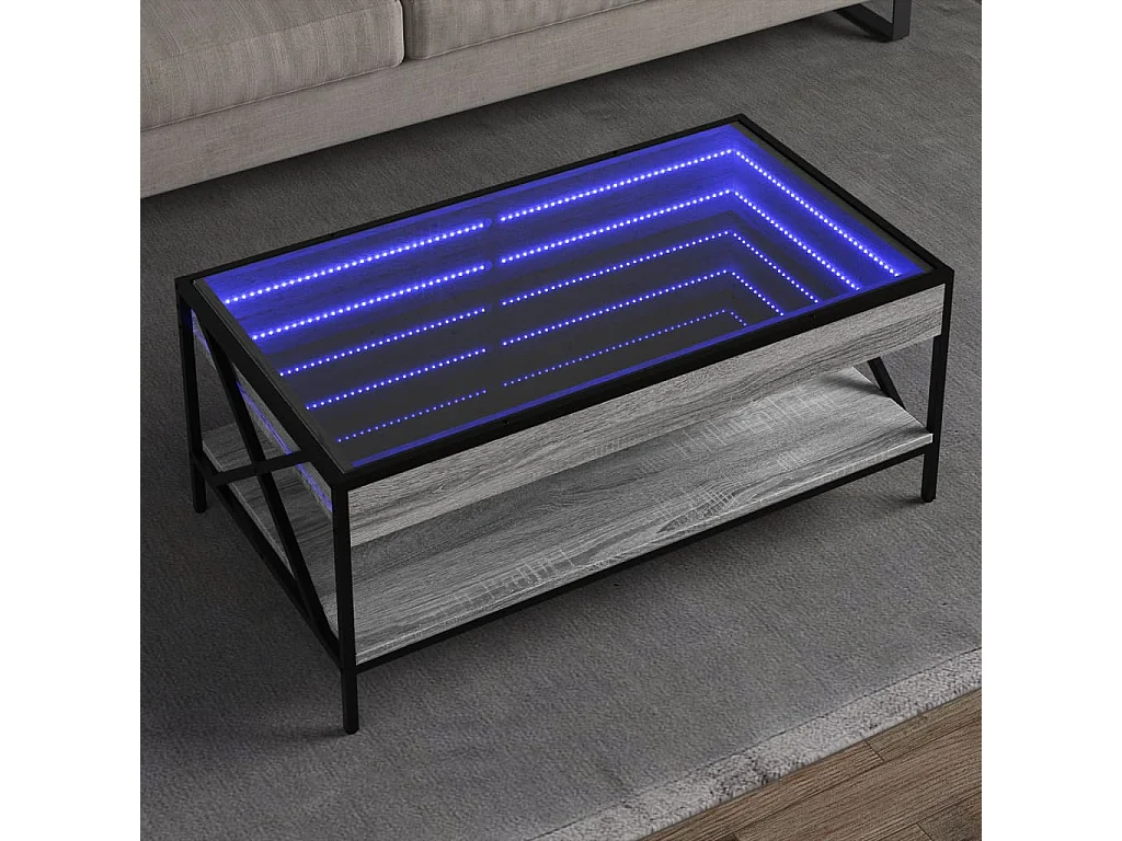 Table basse avec LED infini sonoma gris 90x50x38 cm