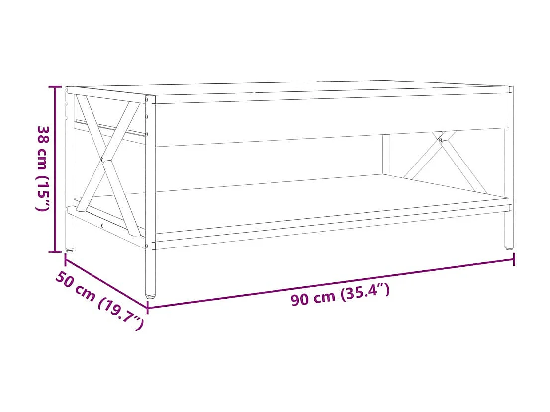 Table basse avec LED infini sonoma gris 90x50x38 cm