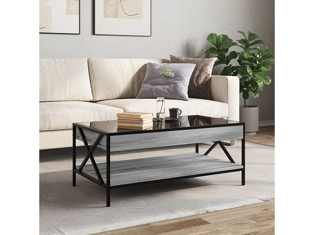 Table basse avec LED infini sonoma gris 90x50x38 cm