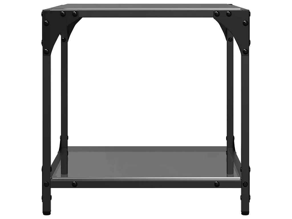 Salontafels 2 st met zwart glazen blad 40x40x40 cm staal
