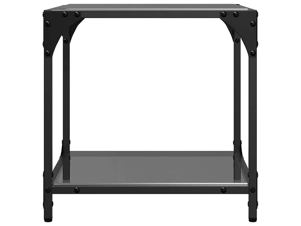 Salontafels 2 st met zwart glazen blad 40x40x40 cm staal