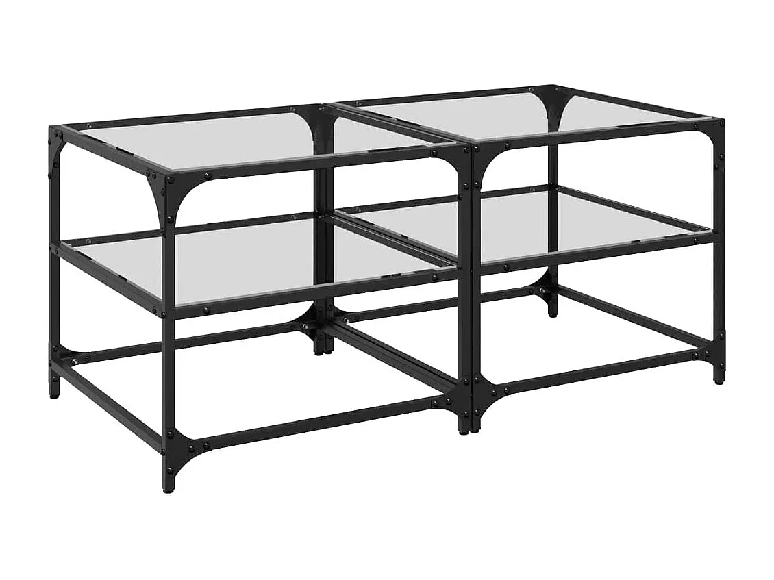 Couchtische mit Glasplatten 2 Stk. Transparent 50x50x45cm Stahl