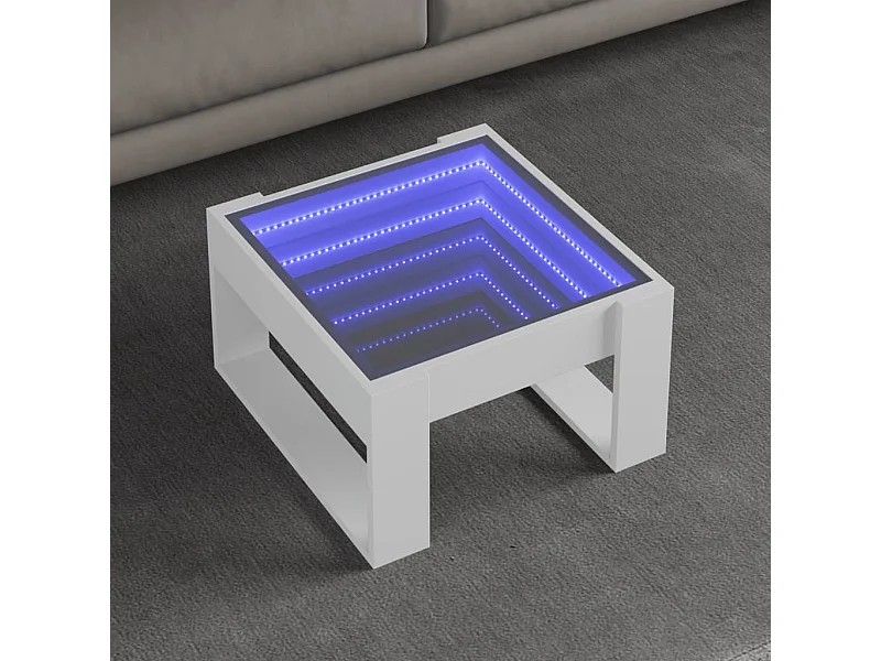 Salontafel met Infinity LED 50x53x30 cm wit