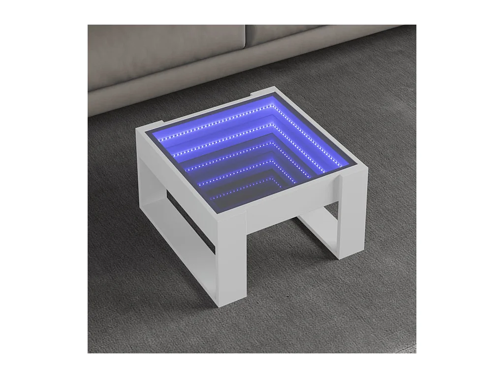 Table basse avec LED infini blanc 50x53x30 cm
