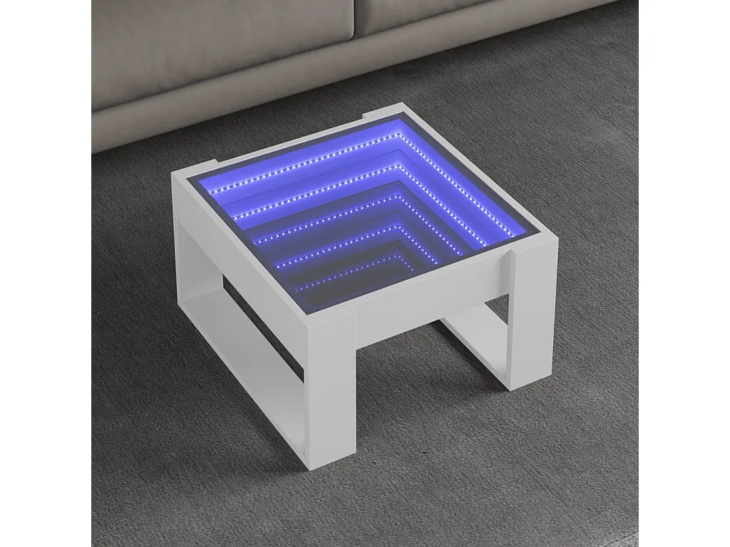 Table basse avec LED infini blanc 50x53x30 cm