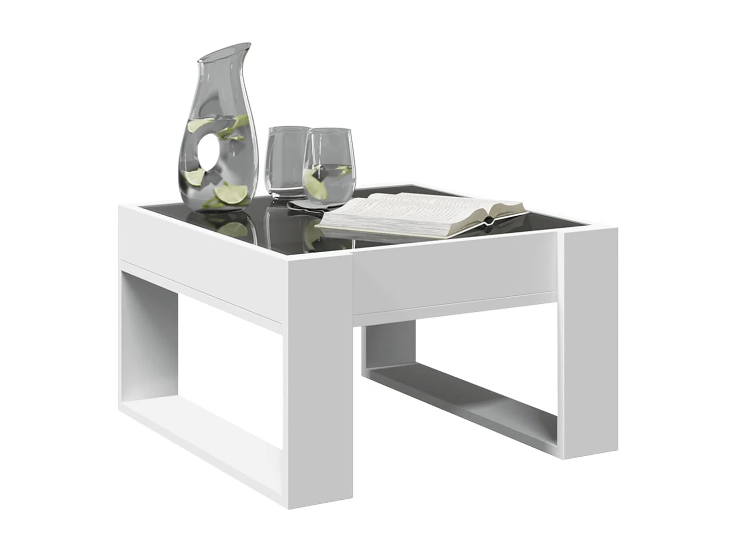 Table basse avec LED infini blanc 50x53x30 cm
