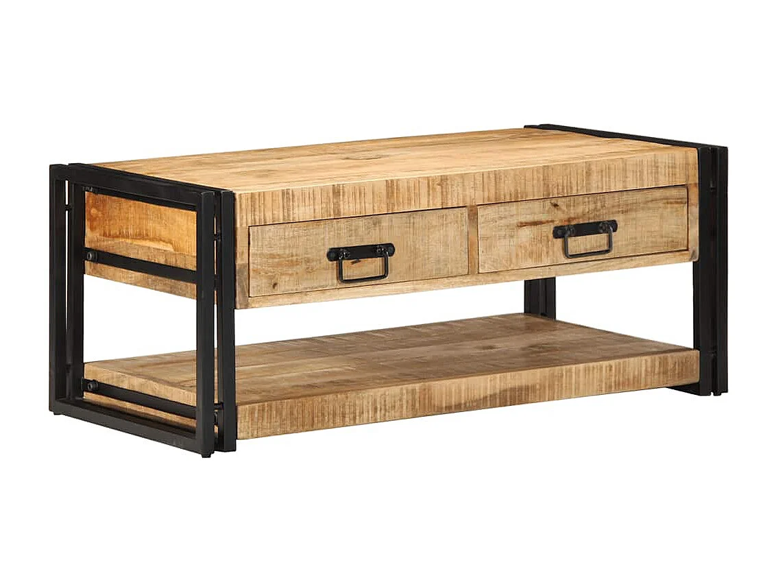 Table basse 90x50x38 cm bois de manguier massif brut