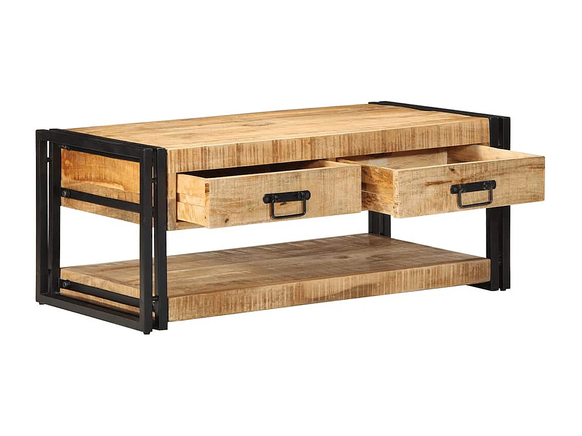 Table basse 90x50x38 cm bois de manguier massif brut