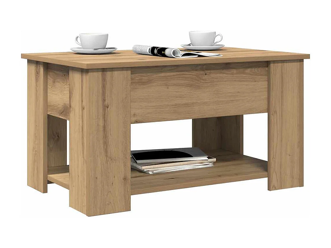 Salontafel 79x49x41 cm bewerkt hout artisanaal eikenkleur