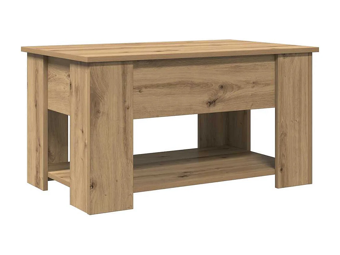 Salontafel 79x49x41 cm bewerkt hout artisanaal eikenkleur
