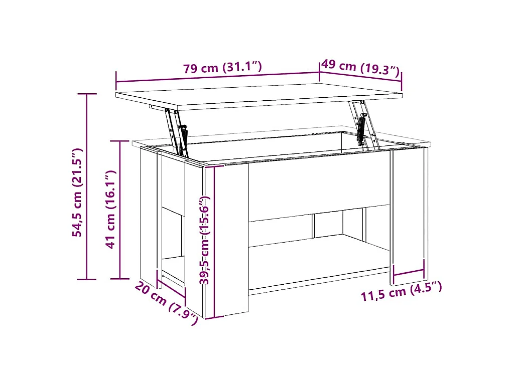 Couchtisch Artisan-Eiche 79x49x41 cm Holzwerkstoff
