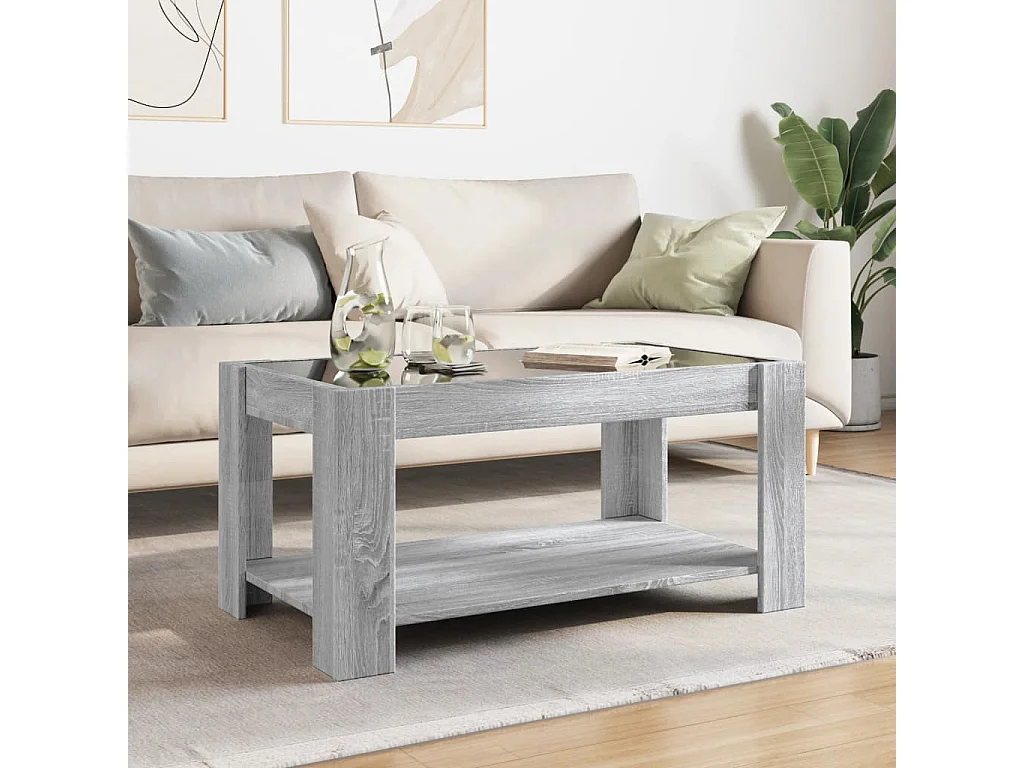 Table basse avec LED sonoma gris 93x53x45 cm bois d'ingénierie