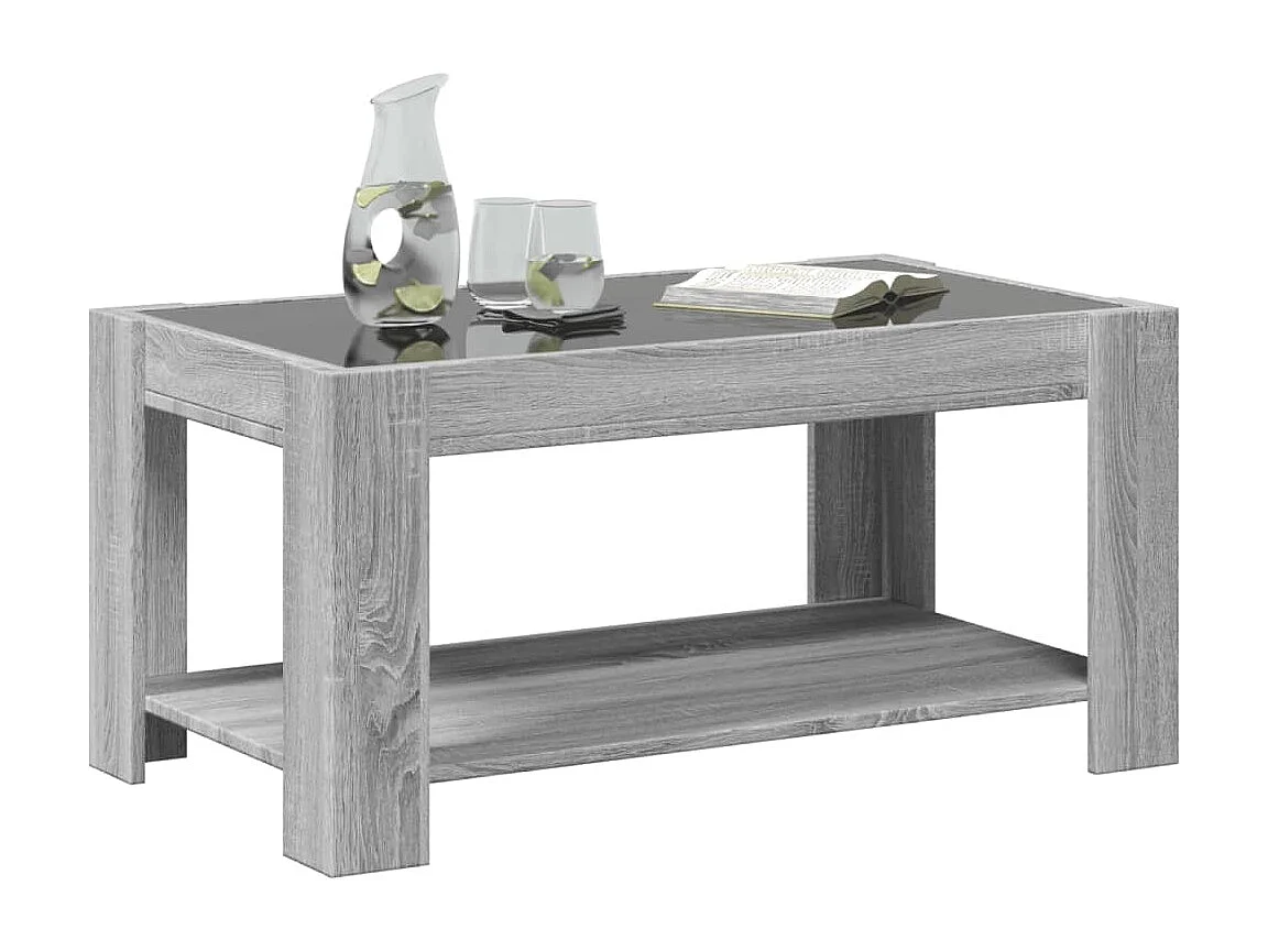 Table basse avec LED sonoma gris 93x53x45 cm bois d'ingénierie