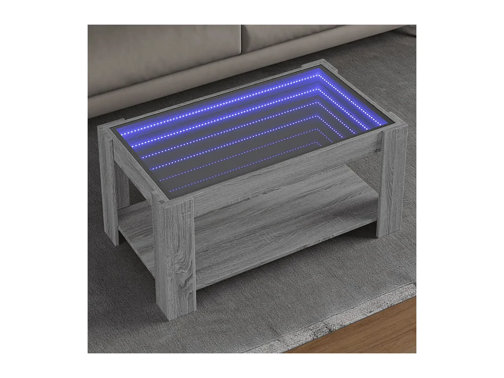 Table basse avec LED sonoma gris 93x53x45 cm bois d'ingénierie