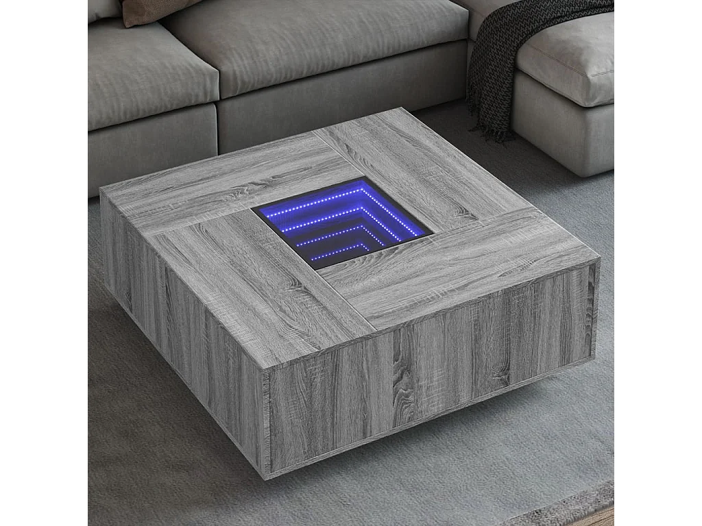 Table basse avec LED infini sonoma gris 100x100x40 cm
