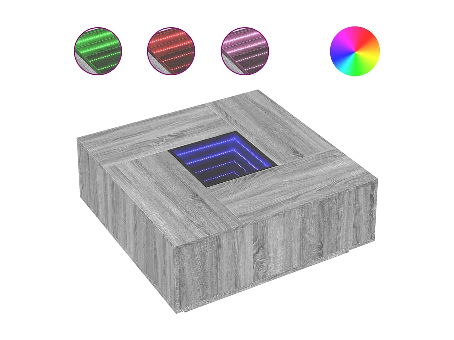 Table basse avec LED infini sonoma gris 100x100x40 cm