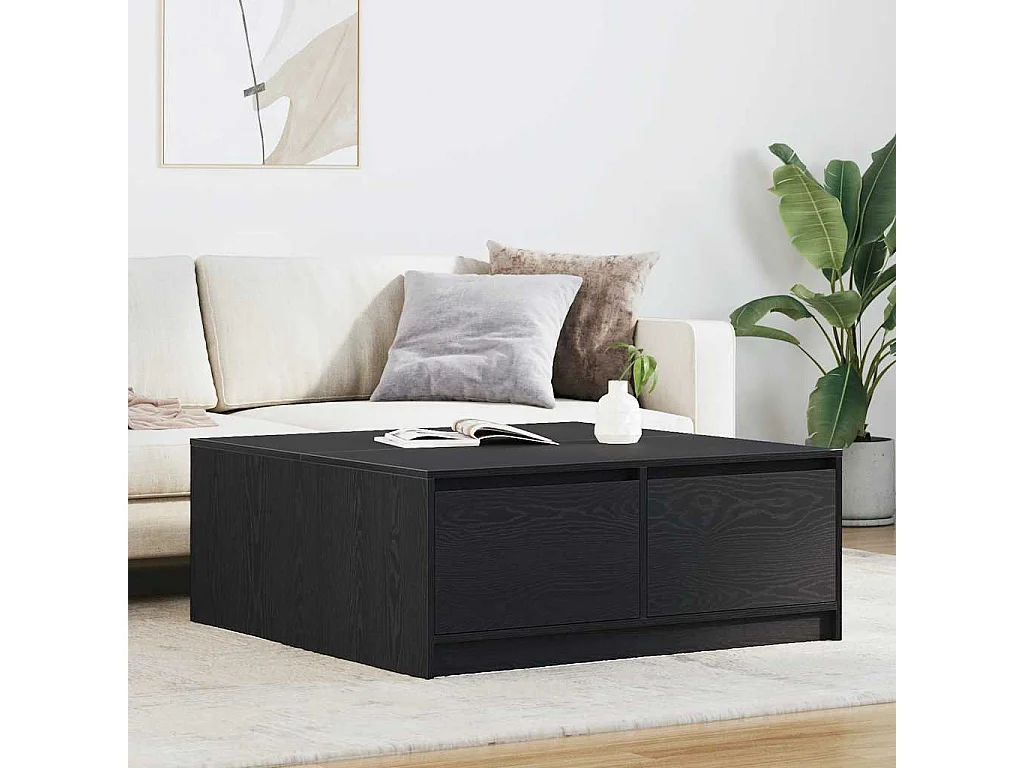 Table basse avec tiroirs chêne noir 100x100x40 cm