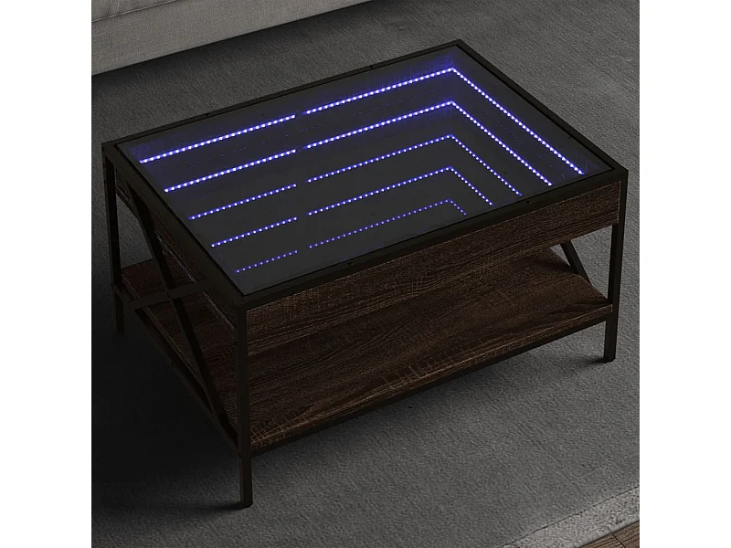Mesa de centro con Infinity LED marrón roble 70x50x38 cm