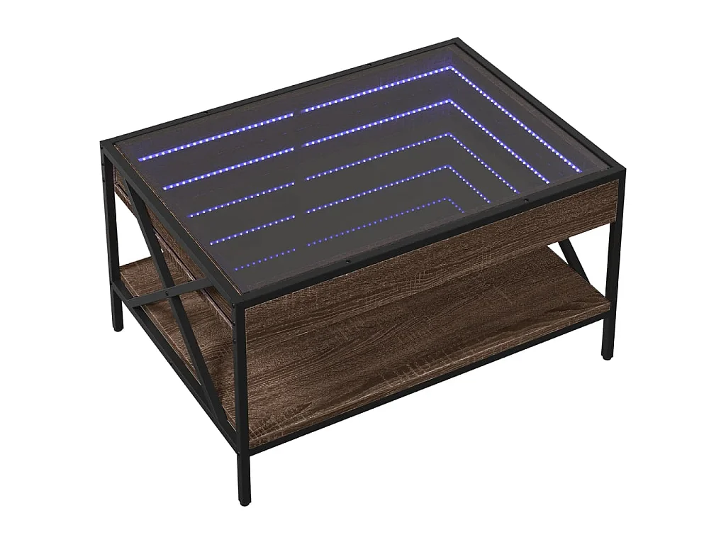 Couchtisch mit Infinity-LED Braun Eichen-Optik 70x50x38 cm